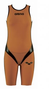 Arena Carbon pro rear zip mouwloos trisuit oranje dames 
