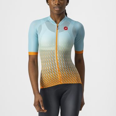 Castelli Climber's 2.0 fietsshirt korte mouw blauw/oranje dames 