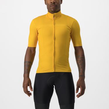 Castelli Pro thermal Mid korte mouw fietsshirt geel heren  
