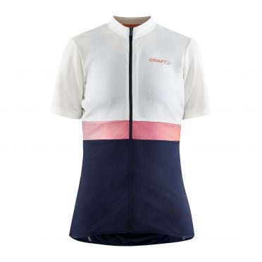 Craft Core endurance fietsshirt korte mouw wit/blauw dames 