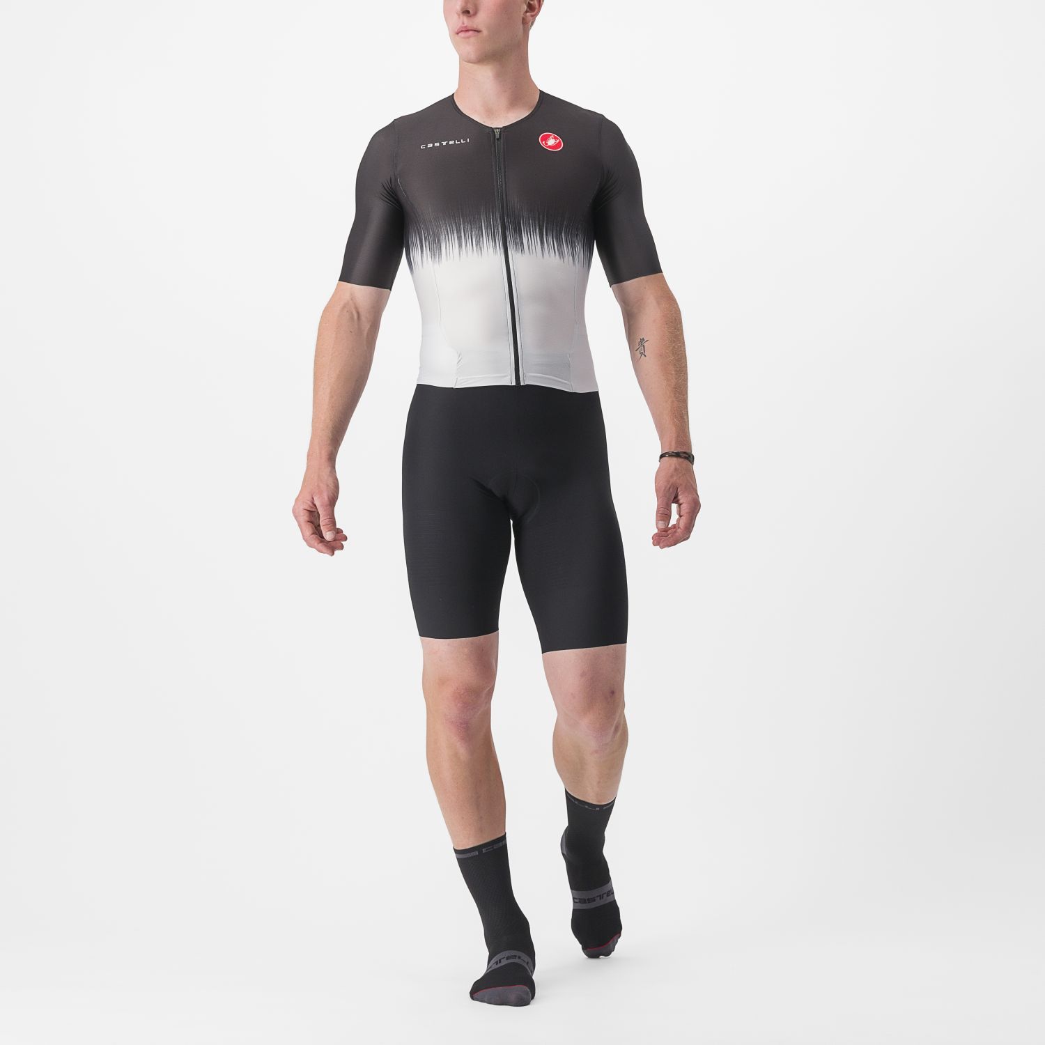 Castelli Sanremo Ultra speed suit trisuit korte mouw zwart/zilvergrijs heren  8623079-870