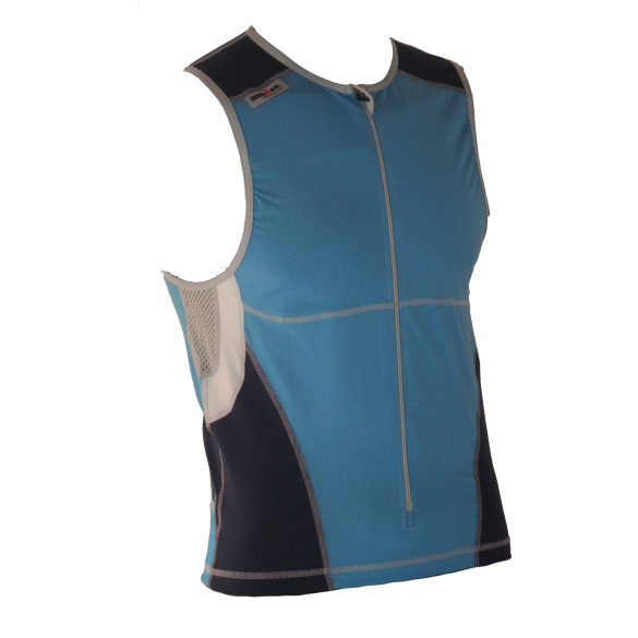 Ironman tri top front zip mouwloos bodysuit blauw heren  IM8504-50/41